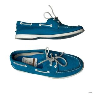 Sperry Topsiders boat shoes aqua blue leather size 8